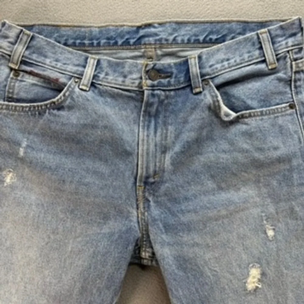 Levi's 505 C‎ Mens W31 Blue Straight Distressed Cut Off Raw Hem Vintage Rocker